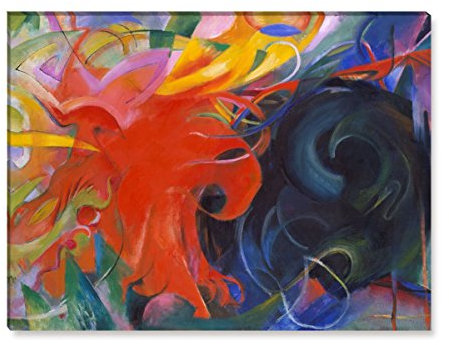 Wandkings Leinwandbilder von Franz Marc - Wähle ein Motiv & Größe:Kämpfende Formen - 80 x 60 cm