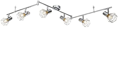 Deckenstrahler 6 Flammig Deckenleuchte 145 cm Deckenlampe (6 Spots, Beweglich, Deckenbeleuchtung, Metall)