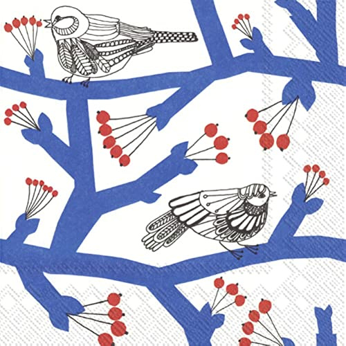 Boston International C748240 Marimekko Cocktail Napkins, Paper, Pakkanen-Blue