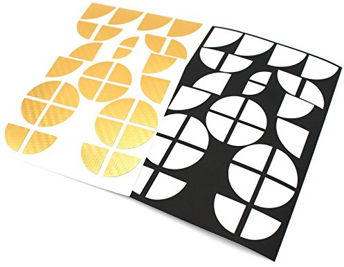 4D Carbonfolie Emblem Ecken Aufkleber von Finest-Folia (K004 Gold Weiß)