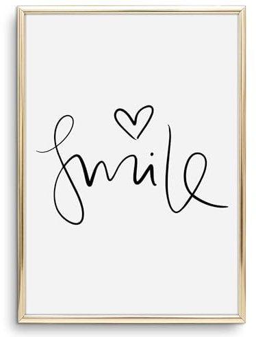 Tales by Jen Kunstdruck, Sprüche Poster: Smile | Stilvolles Premium Poster auf hochwertigem Papier | Schwarz Weiß Bilder als stylische Deko im Flur und als schöne Wohnaccessoires | Ohne Bilderrahmen
