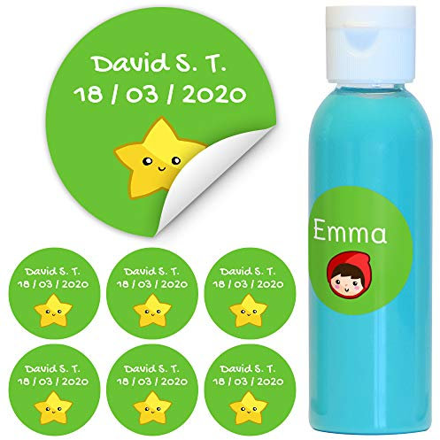 28 Mehrzweck-Klebeetiketten. Runde Aufkleber mit einem Durchmesser von 3 cm. Color Basis Grün