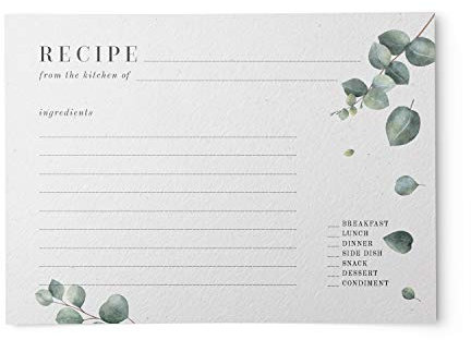 Eukalyptus Rezeptkarten von Dashleigh, 48 Karten, 10 x 15 cm, Vintage Salbeigrün und Grau, wasserabweisend und doppelseitig