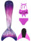 FOLOEO Meerjungfrauenflosse Mädchen Meerjungfrau Flosse für Kinder mit Bikini Set und Monoflosse, 4 Stück Set
