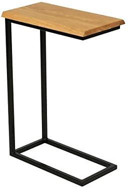BestLoft.de Kleiner Beistelltisch Couch Schwarz Weiß Holz Laptoptisch C Form Sofatisch Side Table Tabletttisch Eiche Bed Table Nachttisch hoch Laptoptisch für Couch Kleiner Wohnzimmertisch (CSHB)