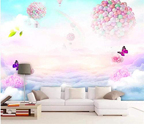 Wallpaper Wall Decor Baby Room Large Mural Wallpaper Dream Pink Butterfly Rainbow Sky Photo Mural Wallpaper Wallpaper Living Room for Bedroom Rose Blue mural-350cm×256cm