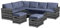 Panana Rattan Garden Sofa Set 8 Seater Outdoor Lounge Sofa with Coffee Table and Stools, PE Rattan Patio Furniture Garden Seating for Backyard, Poolside (Mixed Grey Wicker with Grey Cushions)