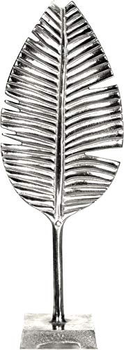 matrasa Dekoblatt auf Sockel Aluguss - 18x11x50cm Blatt Silber Metalblatt Dekoration