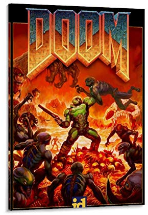 weqwe Game Doom Eternal 3 Poster, dekoratives Gemälde, Leinwand, Wandkunst, Wohnzimmer, Poster, Schlafzimmer, Gemälde, 60 x 90 cm