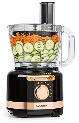 KLARSTEIN Luca - mixeur multifonction, hachoir cuisine râpe presse-agrumes robot culinaire, 1000 W, en continu, 6 modes, sans BPA, 3 litres, tasse à mesurer 3 l, spatule - noir