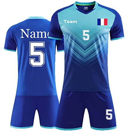 Alpinista Maillot de football personnalisé enfants adultes Maillot de football personnalisé hommes femmes avec nom numéro Logo protège-tibias de football (bleu marin)
