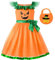 ReliBeauty Kürbis Kostüm Kinder Halloween Kleid Halloween Party Herbst Deko mit Handtasche,130