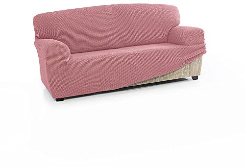 Maxifundas Housse de canapé réglable en Relief Rose Pastel Taille 4 Places Haute élasticité et Toucher Doux Fabriquée en Espagne