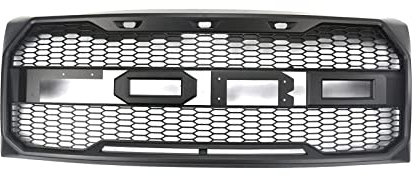 LYBH Kühlergrill Für F150 2009 2010 2011 2012 2013 2014 Mit Led-Licht, Mattschwarzer Raptor-Stil-Kühlergrill