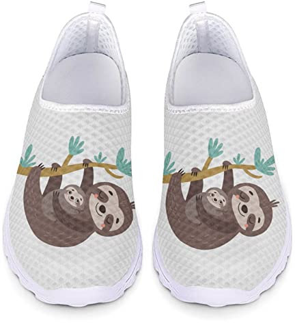 Kuiaobaty Faultier Baby Damen Sneaker Comfort Slip-on Schuhe Weiß Mesh Lässig Flache Sneaker für Sommertiere Loafer