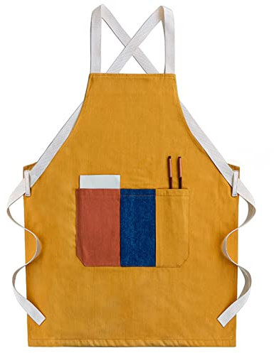 fayengan Tablier À Outils en Toile Durable avec Poches pour Cuisine, Jardin, Poterie, Atelier, Garage, pour Homme Et Femme (Color : Yellow, Size : XL)