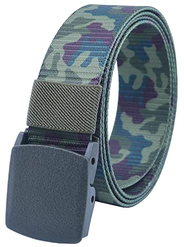 YEHMAN Militärischer Gürtel aus Nylongewebe, verstellbar, 120 cm, Schnalle aus Kunststoff, nickelfrei, antiallergisch, Grün / Camouflage, 130 cm