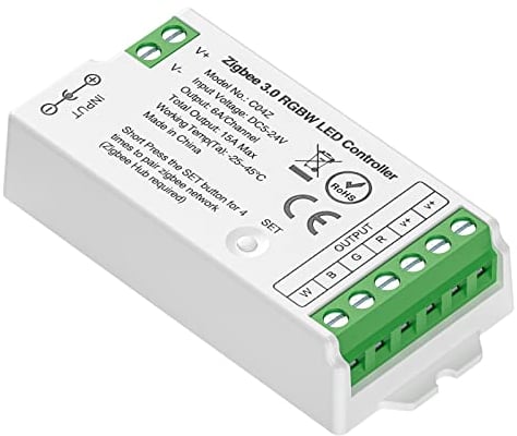 BTF-LIGHTING Tuya Zigbee 3.0 C04Z Controllore LED Supporto RGBW Colore 5pin (+V R G B W) PWM Striscia LED Compatibile con Echo Plus Echo (4th Gen) ZigBee3.0 Bridge/Gateway DC5V/DC12V/DC24V Max 15A