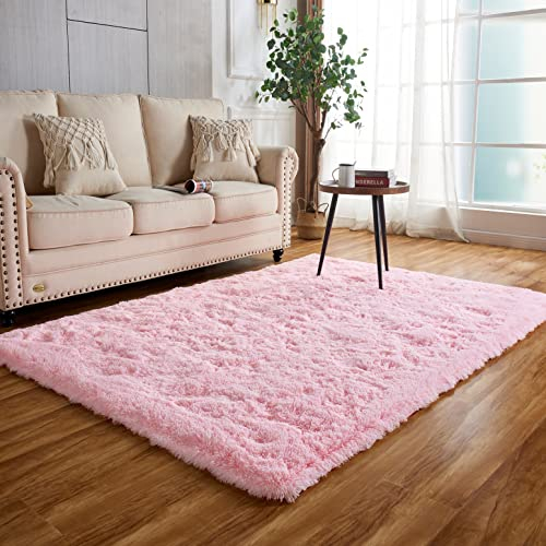 Achiiso Teppich Rosa,Hochflorteppich Kleine,Teppich Weich Flauschig Waschbarer Teppich für Schlafzimmer,Wohnzimmer,Lounge,Büro (Rosa,60 * 120 cm)