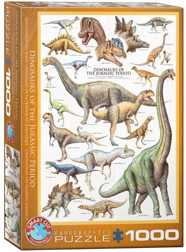 empireposter Dinosaurier der Jura Zeit 1000 Teile Puzzle Format 68x48 cm + Puzzle Alu Rahmen für 1000er