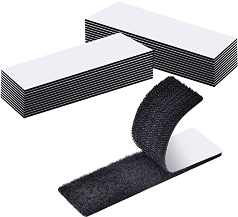 Rusoz Feltro Adesivo Extra Forte,24 Coppie Strappo Biadesivo Nero In Nylon Nastro Biadesivo Impermeabile Rettangolo Lunghezza 10 cm,larghezza 3cm Per DIY Tende E Cornici