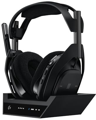 Logitech G Astro A50 X Multi-Platform Wireless Gaming Headset + Base Station for PS5/Xbox/PC: PLAYSYNC Video & Audio Switcher, HDMI 2.1 4K 120Hz VRR, <24bit/48kHz, 24hr Battery, 2.4GHz & BT - Black