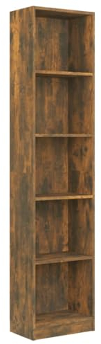 vidaXL Bücherregal, Bücherschrank 5 geräumigen Fächern, Standregal für Schlafzimmer Büro Wohnzimmer, Büroregal Aktenregal Regal, Räuchereiche Holzwerkstoff