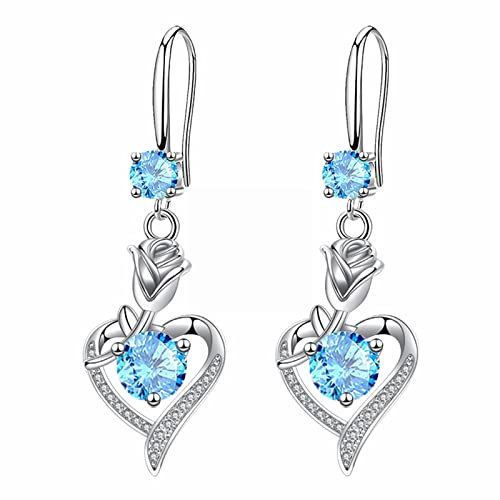 Yowablo Luxus einfache Zirkonia gl鋘zende Diamanten Mode Damen Ohrringe Rose Ohrringe mittlere Kurze Liebe Ohrhaken Zirkon Ohrringe Ohrringe Strand