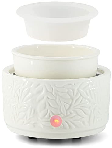 Wax Melt Warmer with 1 pc Silicone Dish Candle Waxs Burner Ceramic 3-in-1 Oil Warmer Electric Waxs Melter Fragrance Warmer for Scented Wax