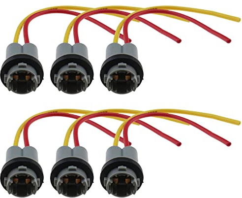 YINETTECH 6 Stück Glühbirnenfassung Ersatz Kompatibel mit T10 T13 T15 Auto Lichtfassung Adapter Lampe Kabelbaum Anschluss für Autos Fahrrad LKW Boot