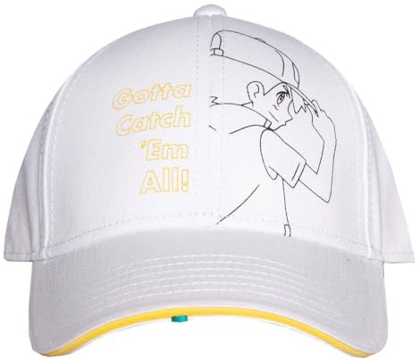 Pokemon Gotta Catch Them All Ash Line Art Adjustable Cap White BA522587POK