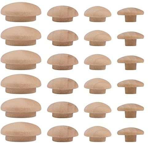 INCREWAY 120 tapones de botón de madera de 4 tamaños, tapones de madera para muebles, tapones de agujero de madera dura para agujeros en muebles de tubo de agujero de bloqueo