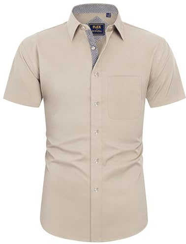 J.VER Herren Hemd Kurzarm Freizeithemd mit Tasche Regular fit Businesshemd Bügelleichte Oberteile Männer Modern