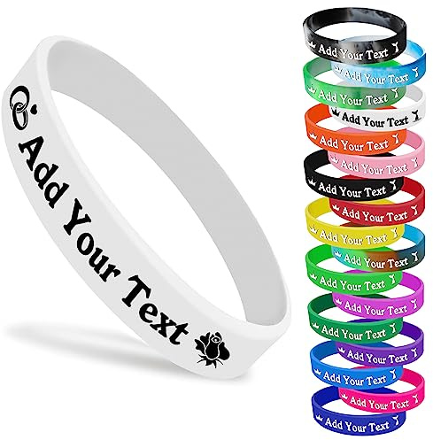 Hodmec Personalisierte Silikon-Armbänder mit Text-Logo, benutzerdefinierte Gummi-Armbänder, 1 Packungen, maßgeschneidertes Silikon-Armband für Veranstaltungen, Sport, Partys, Hochzeiten