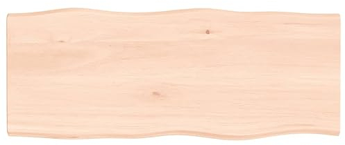 vidaXL Tischplatte, Holzplatte für Tisch Esstisch Couchtisch, Massivholzplatte Handgefertigt mit Baumkante, Ersatztischplatte, 100x40x2cm Massivholz Eiche Unbehandelt