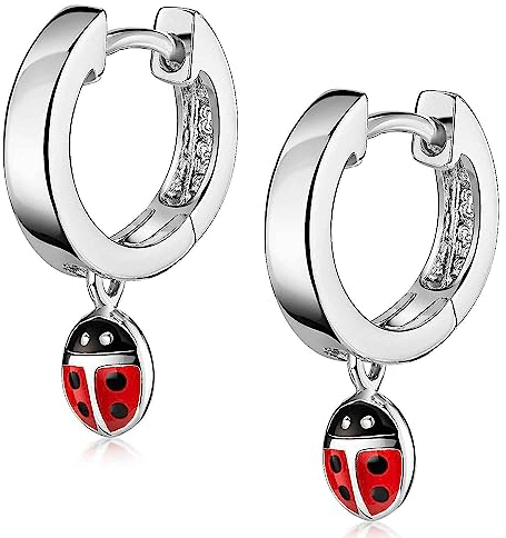 MATERIA by Matthias Wagner Mädchen Creolen Silber 925 Marienkäfer Ohrringe SO-235