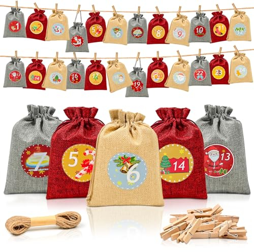 Adventskalender zum Befüllen, 24 Gedruckte Weihnachtskalender zum Befüllen 18 x 13CM, Adventskalender Selber Befüllen, adventskalender zum befüllen groß, Adventskalender