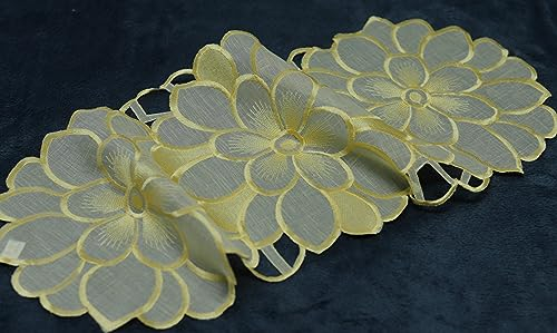 Aude Home Tischläufer 30x70 cm Oval, Gelb, Geblümt, Polyester