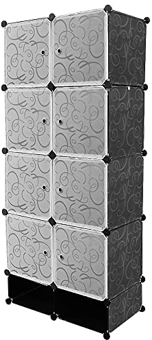 Armario Modular, Guardarropa portátil para Colgar Ropa, 8 Cubo Ropero Armario Combinado ,Armario portátil para Colgar la Ropa, ropero Combinado, Organizador de Almacenamiento Modular(167*76*37cm)