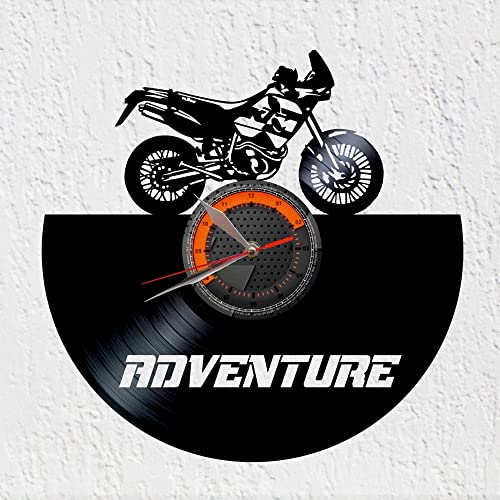 VINY WOODY Wanduhr aus Vinyl für Motorrad, Motocross, Wanddekoration