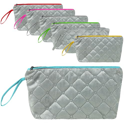 Großer Kosmetiktasche Kulturbeutel Organizer für Damen MULTIFUNKTIONALE glamourös Weich (Grau-Blau)