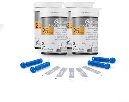 Diabetes Test Strips Blood Glucose Test Strips x 100 & Diabetes Lancets x 100, No Coding Blood Sugar Test Strips for UK Diabetics in mmol/L by GeChek2