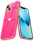Teageo for iPhone 13 Case Cute Heart Pattern for Women Girls Slim Luxury Bling Plating Soft TPU Anti-Scratch Shockproof Bumper Phone Case for iPhone 13, Hot Pink
