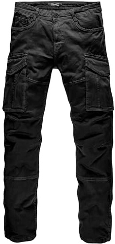 REPUBLIX Herren Cargohose Cargo Jogger Chino Hose Jeans R7023 Schwarz W33