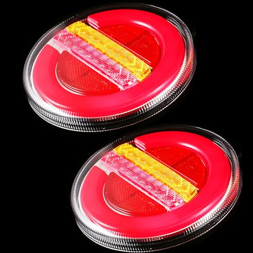 ETUKER 2x Anhänger Rückleuchten Led 4Funktion 12/24V LED Wasserdicht ECE R10 EMC Anhänger Humbaur Rücklicht für PKW Traktor Landwirtschaftliches KFZ Caravan