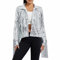 Geagodelia Damen Pailletten Party Jacken Glitzernde Lange Ärmel Offene Vorderseite Quasten Jacken Blazer Clubwear Bühnen Performance Kostüme (Silber, M)