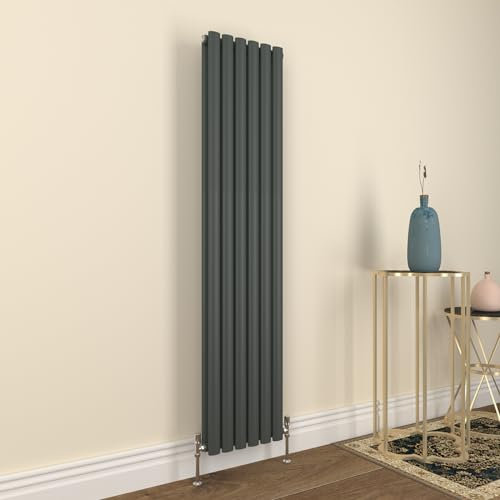 GY Bath Vertical Radiator Anthracite Oval Column Designer 1600x354mm Double Modern Central Heating Rads