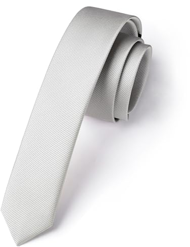 Enlision Krawatte Hellgrau Schmal Seide Krawatten für Herren Einfarbig Schlips Silber Herren Hochzeit Party Krawatte 4cm Formelle Elegante Business