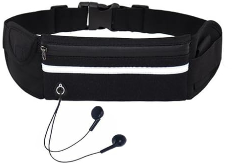 RIXOW Ceinture Running Imperméable, Ceinture de Course avec Porte-Bouteille, Ceinture Sport pour Homme et Femme, pour Gym, Jogging, Escalade, Fitness(Noir)