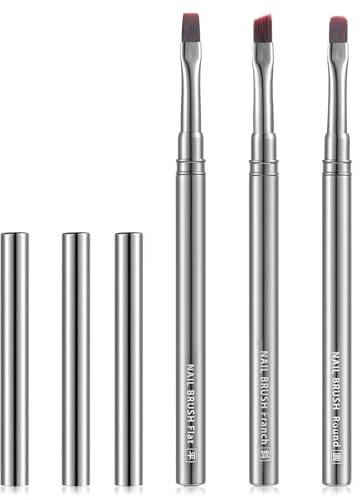 Lot de 3 pinceaux pour nail art, biseau rond, biseau pour nettoyer les erreurs de vernis sur les cuticules, résistant à l'acétone, outils de manucure à domicile, salon professionnel